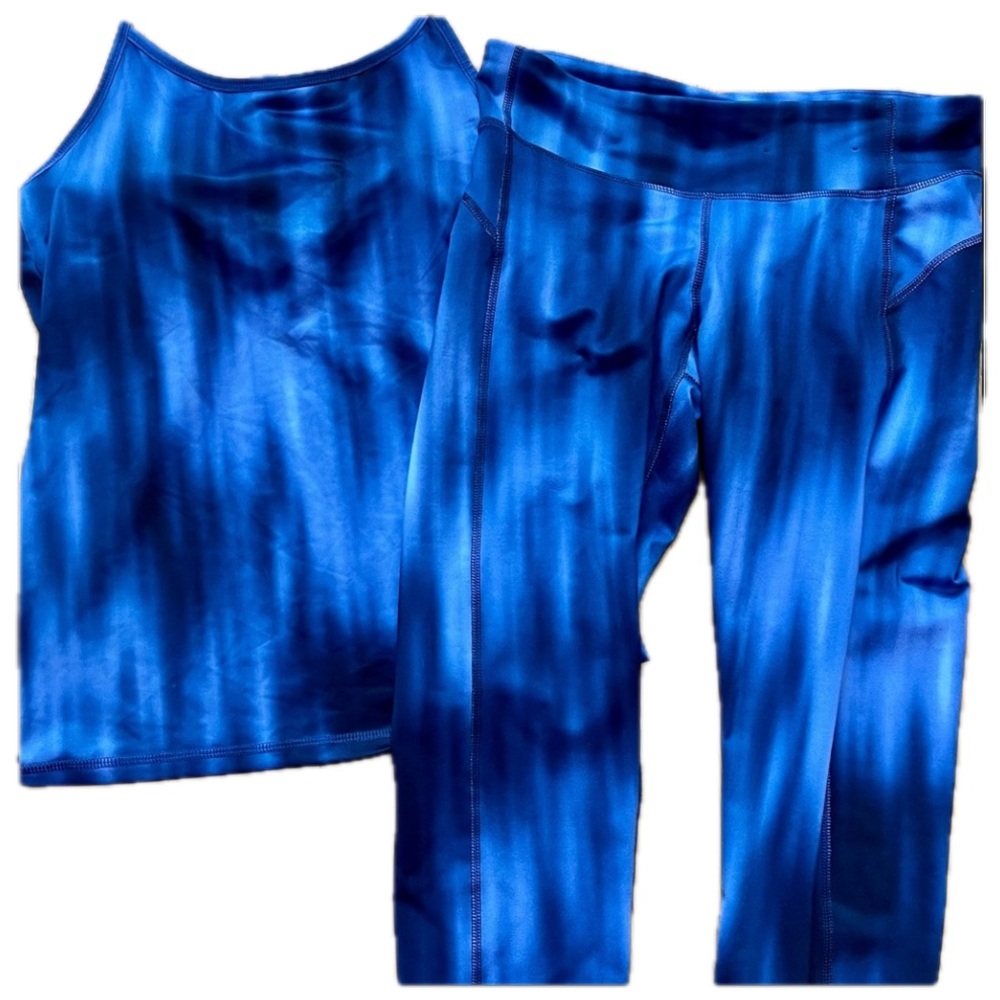 C9 by Champion Duo Dry set blue black sports bra tank and leggings Medium